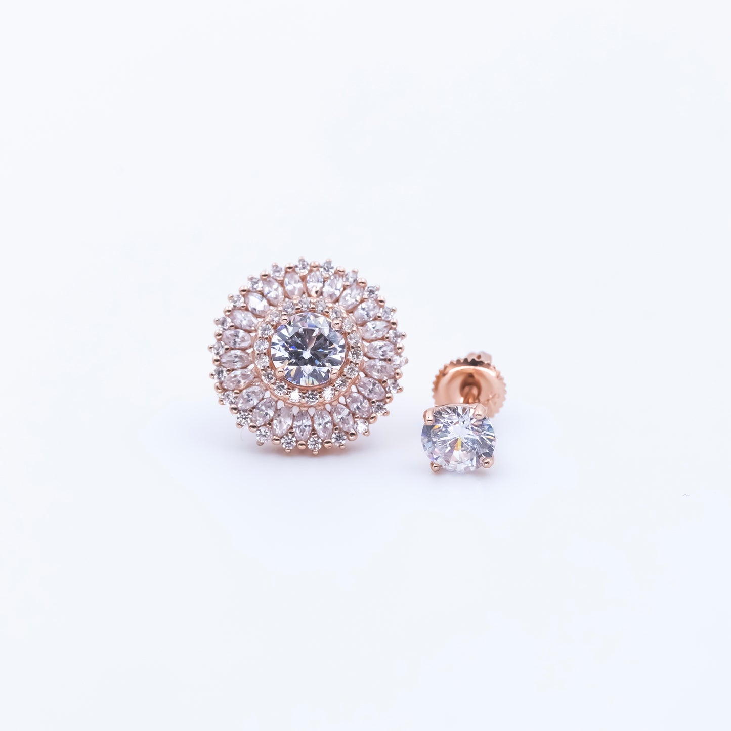 Rose Gold Detachable Two in One Earrings