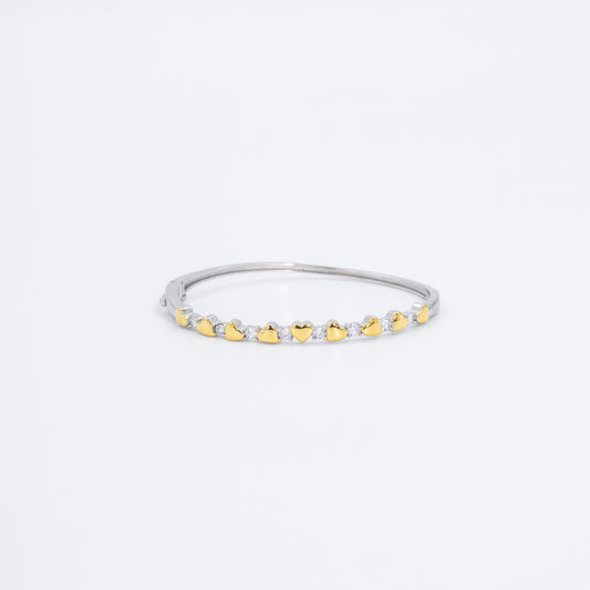 Silver Golden Heart Delight Cuff/Kada