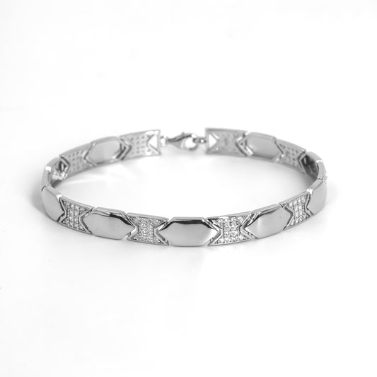 Silver Pointer Zircon Bracelet