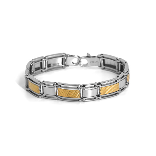 Silver Two-Tone Jazzy Men's Bracelet