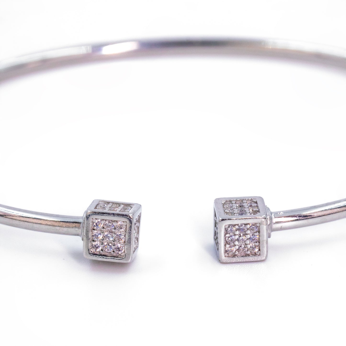 Silver Square Brilliance Cuff/Kada