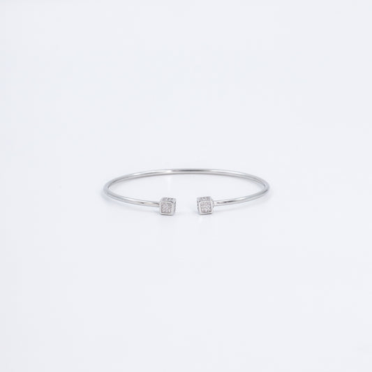 Silver Square Brilliance Cuff/Kada