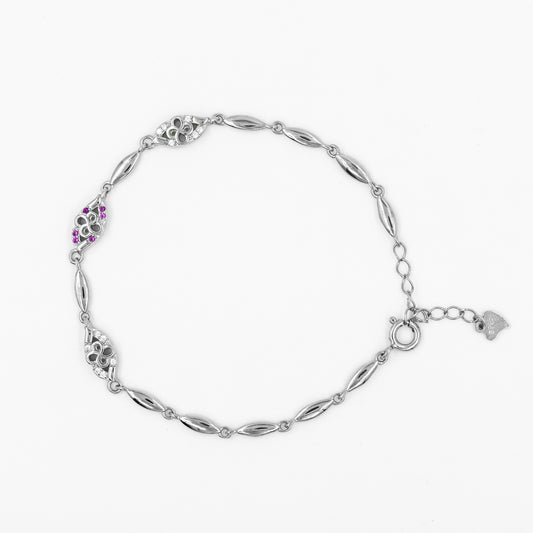 Silver Pink Eye Gem Bracelet