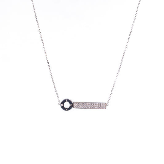 Silver Zircon Love Chain Pendant