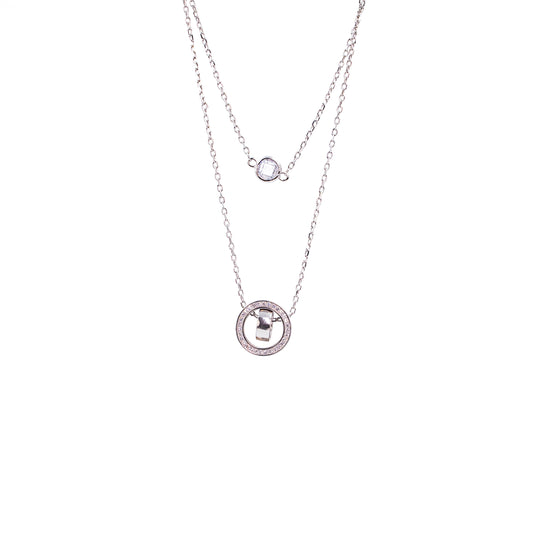 Silver Double Disk Chain Pendant