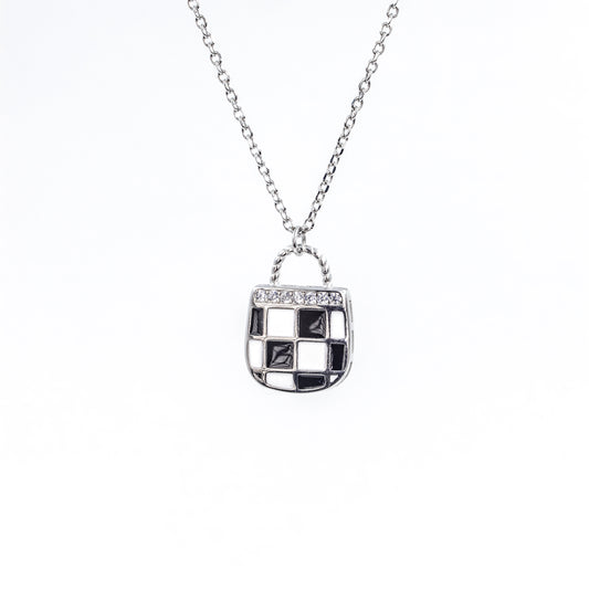 Silver Cute Enamel Lock Chain Pendant