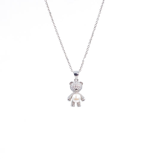 Silver Pearl Teddy Chain Pendant