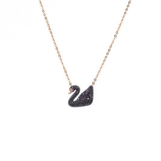 Rose Gold Black Swan Chain Pendant