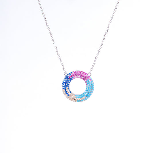 Silver Korean Donut Chain Pendant