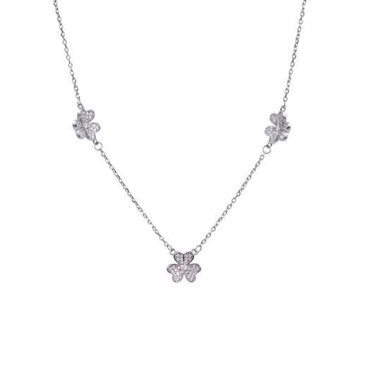 Silver Tri Petal Chain Pendant