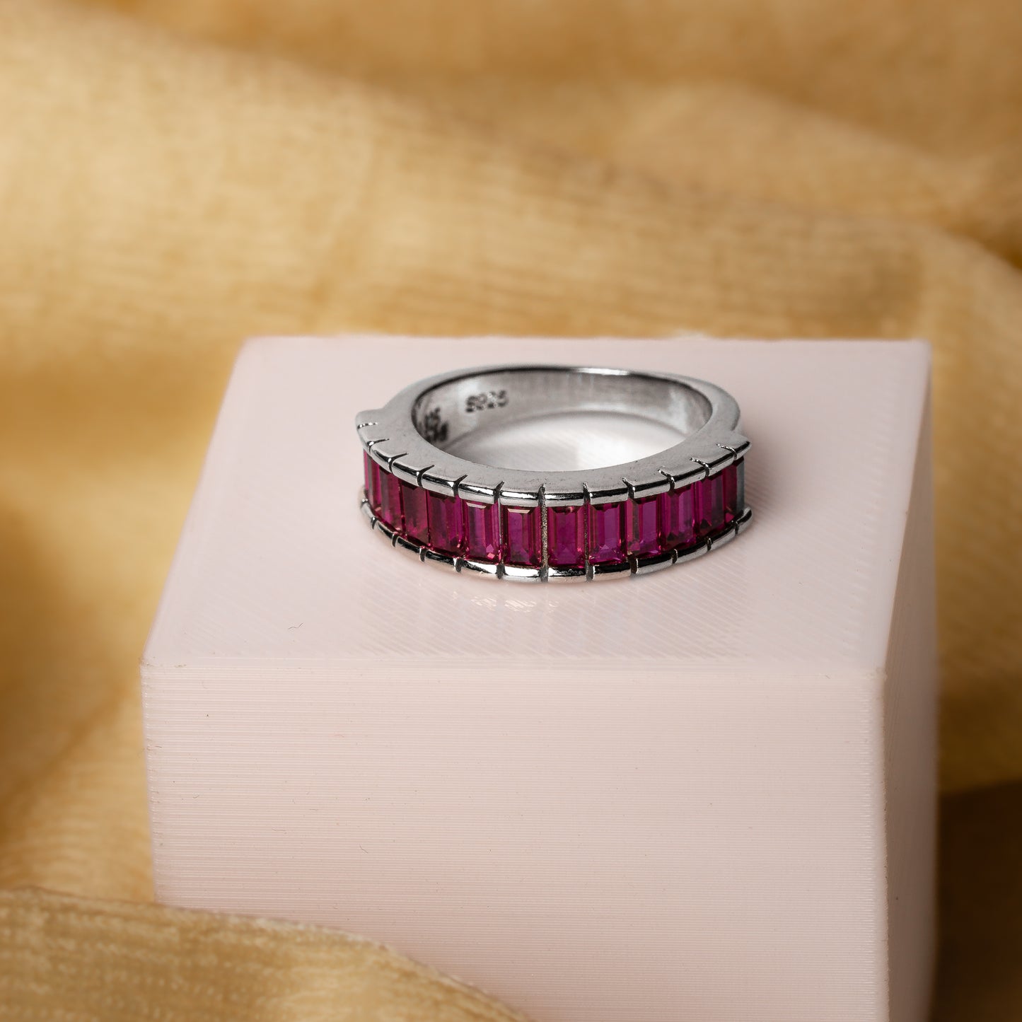 Silver Pink Stone Elegance Ring