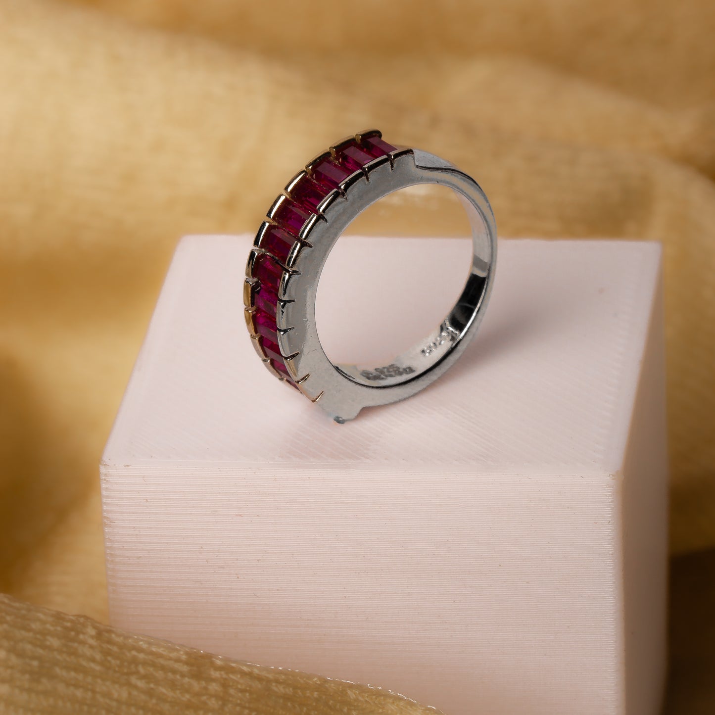 Silver Pink Stone Elegance Ring