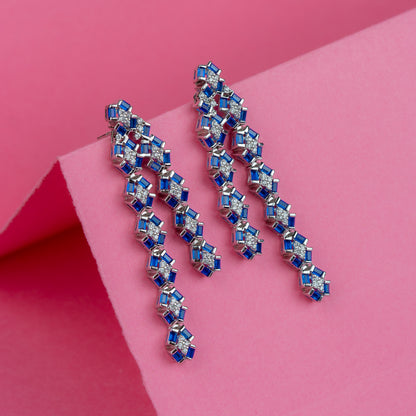 Silver Regal Blue Drape Earrings