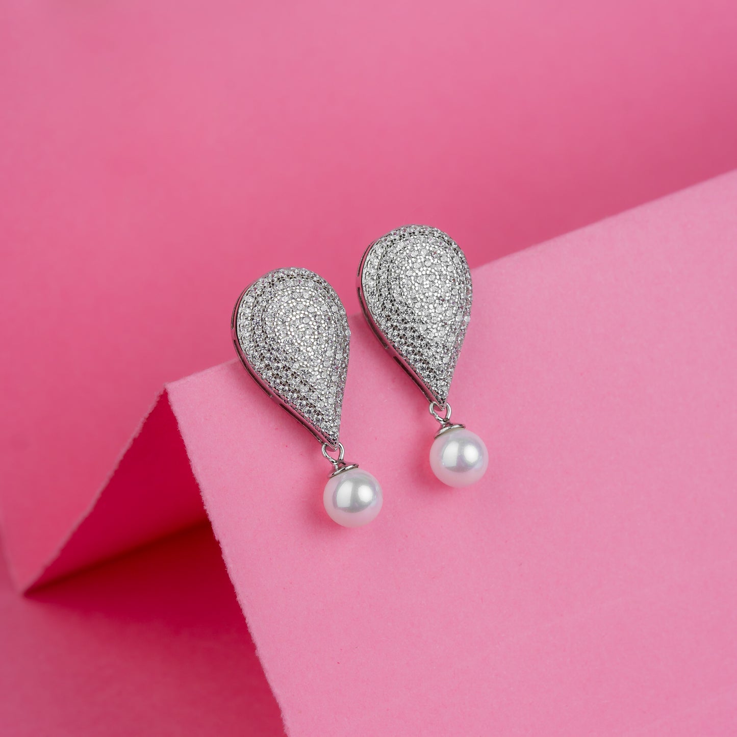 Silver Pearl Drop Embrace Earrings