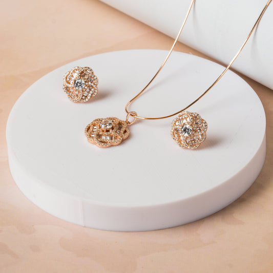 Rose Gold Twirling Elegance Pendant Set