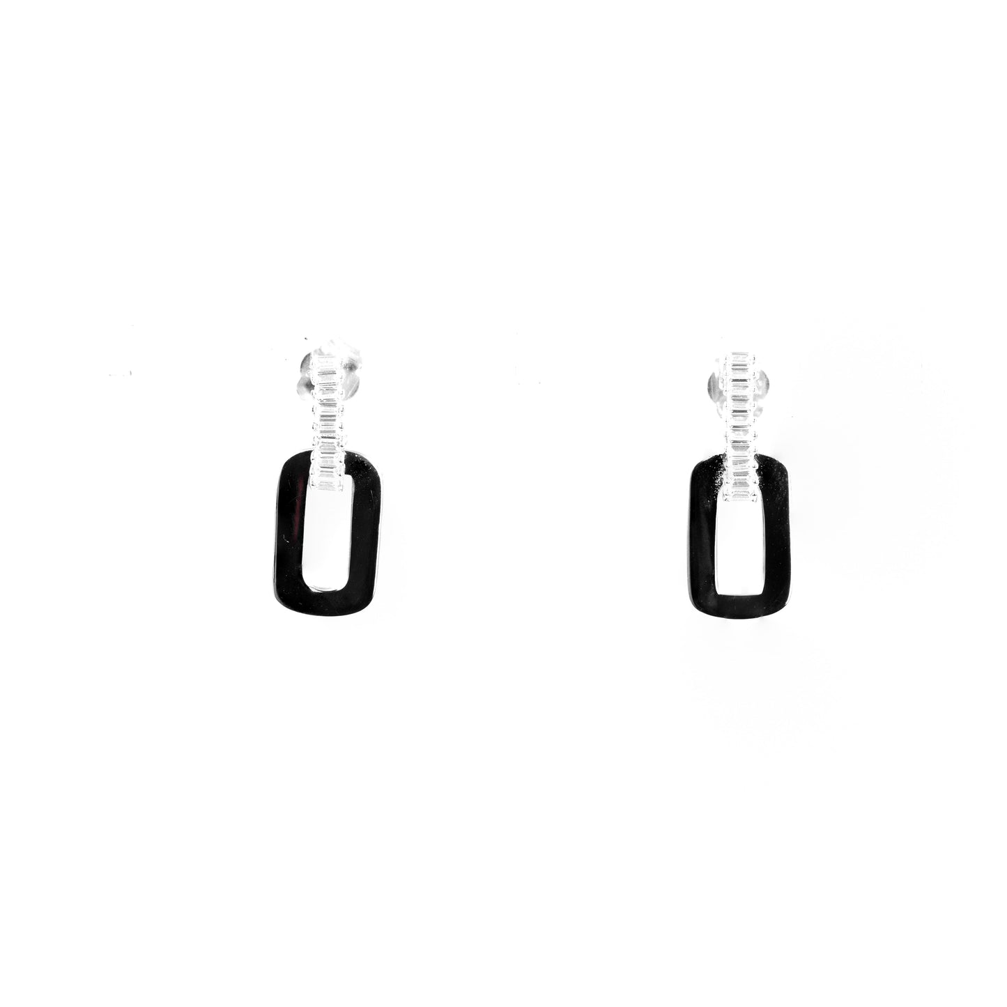 Silver Oblique Dangling Earrings