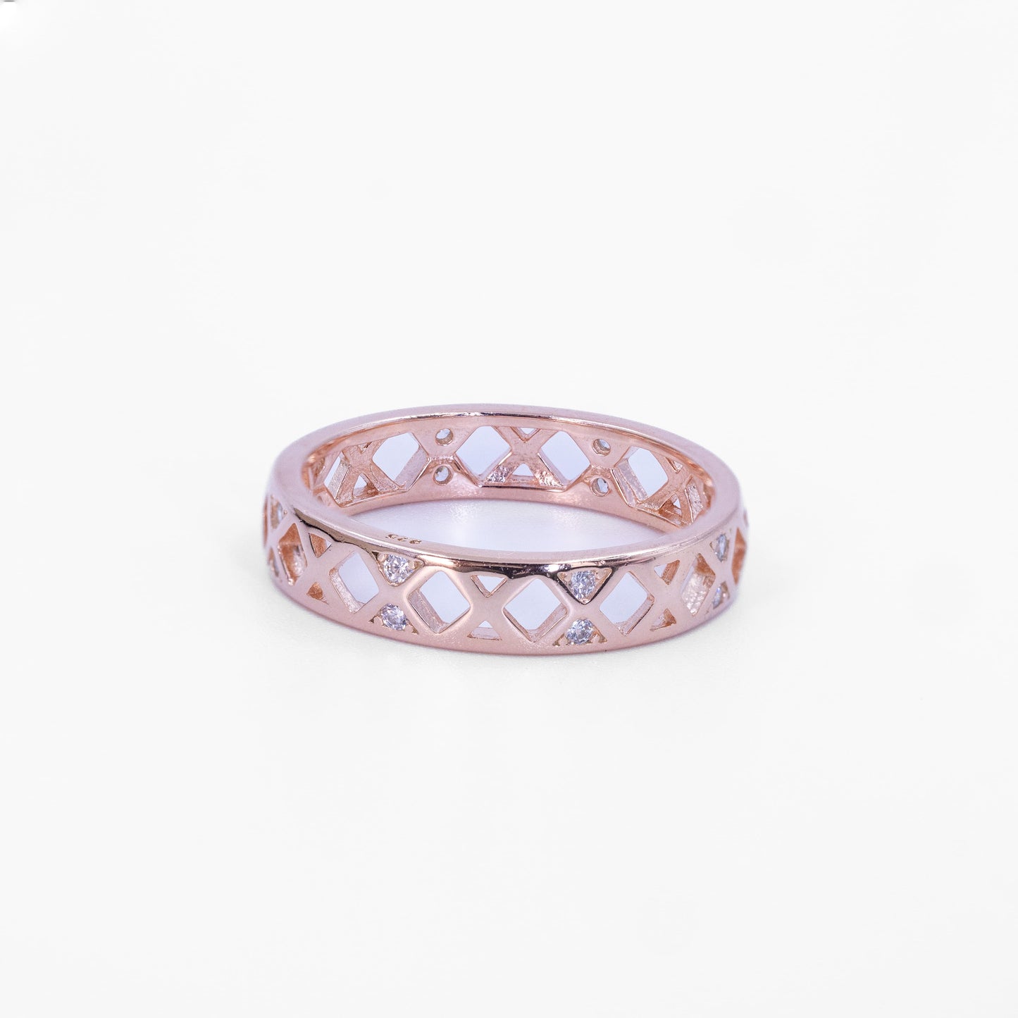 Rose Gold Diamond Cutout Band Ring