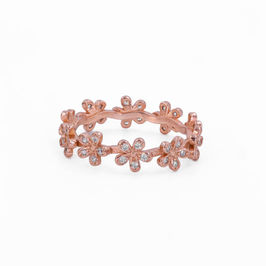 Rose Gold Daisy Bloom Band Ring