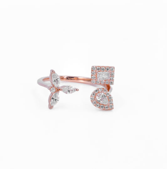 Rose Gold Petal & Prism Ring