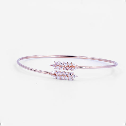 Rose Gold Dainty Feather Wrap Cuff/Kada