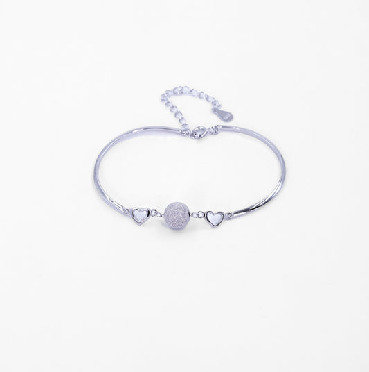 Silver Rhodium Ball Heart Bracelet