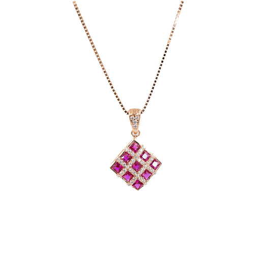 Rosegold Ruby Mosaic Chain Pendant