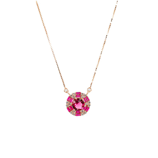 Rosegold Royal Ruby Gleam Chain Pendant