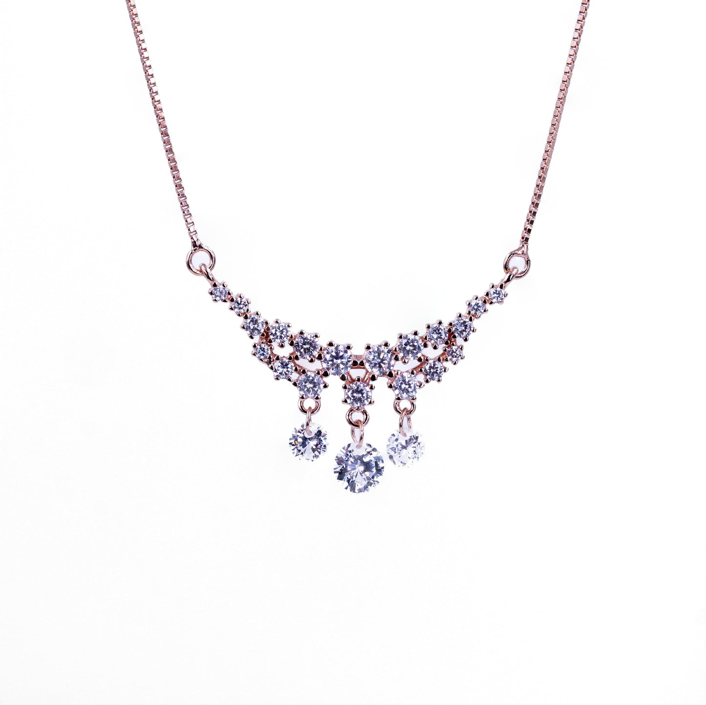 Rosegold Solitaire Stars Chain Pendant