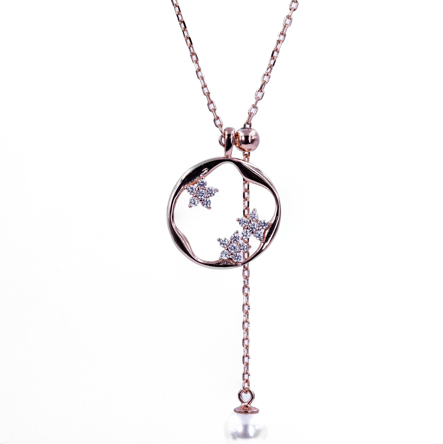 Rosegold Astral Pearl Chain Pendant (Adjustable)