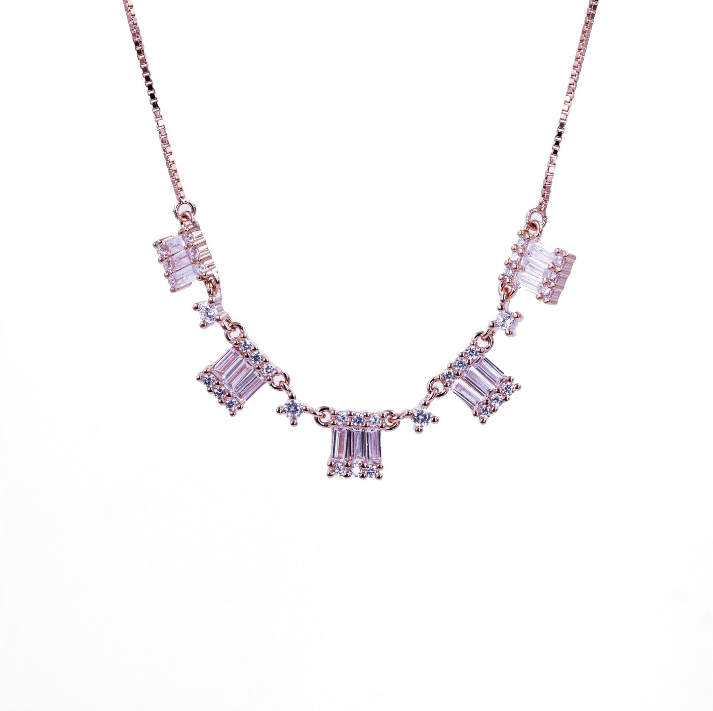 Rosegold Crystal Lattice Chain Pendant