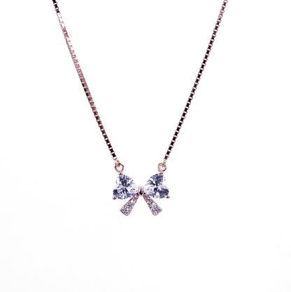 Rosegold Solitaire Bow Chain Pendant