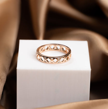 Rose Gold Diamond Cutout Band Ring