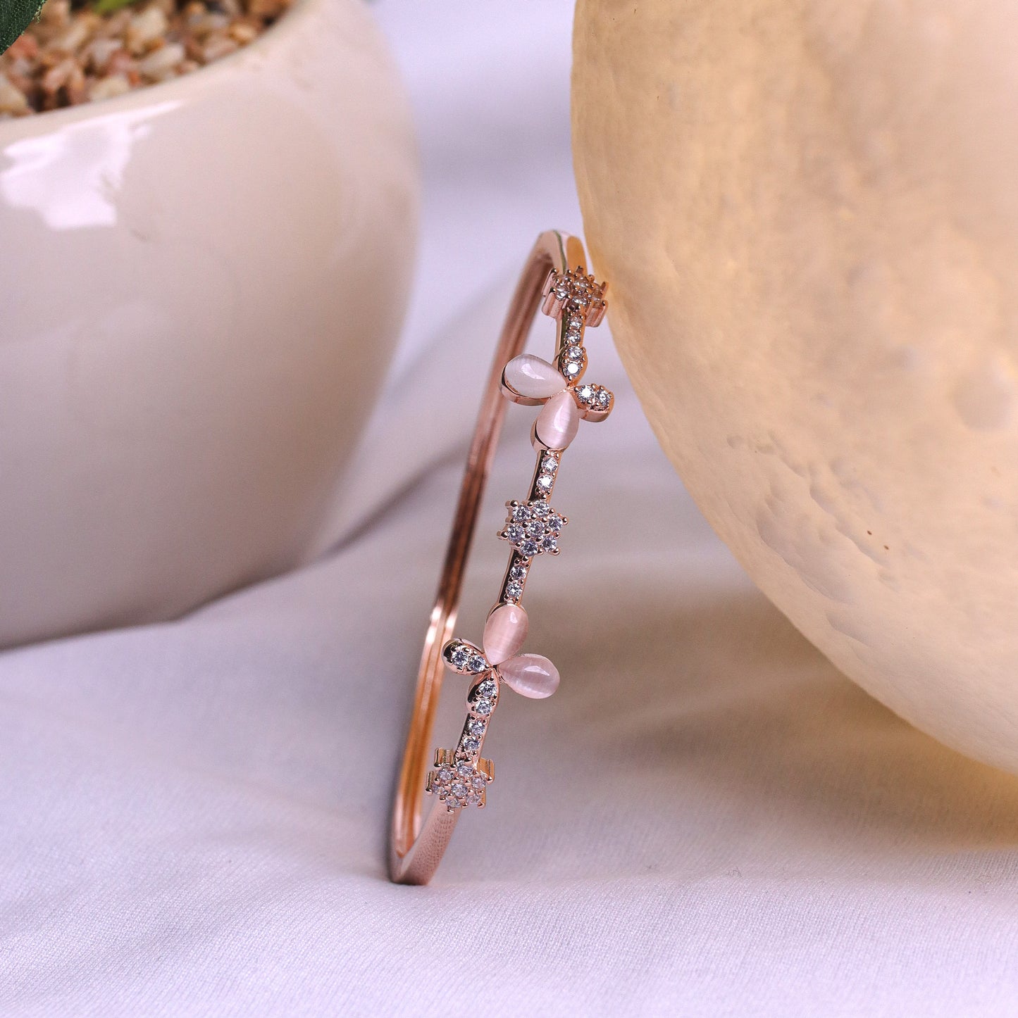 Rose Gold Ivory Blossom Cuff/Kada