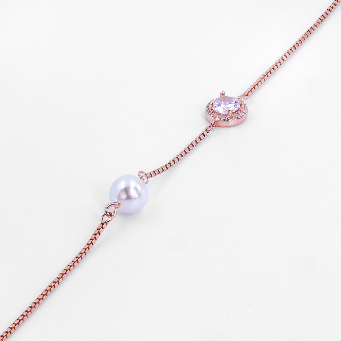 Rose Gold Solitaire Pearl Bracelet