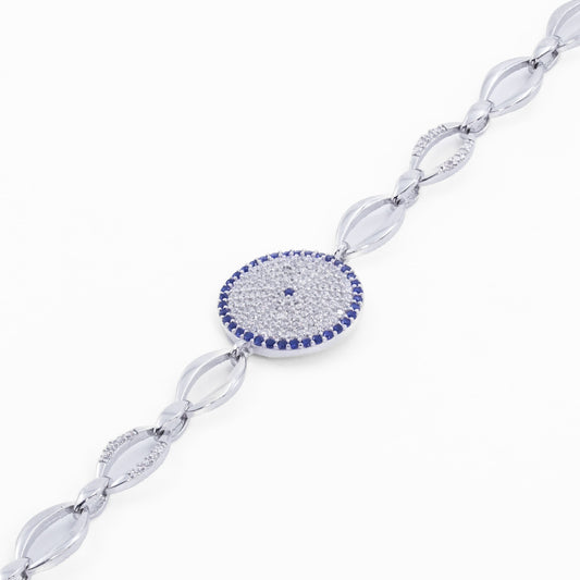 Silver Gliding Evil Eye Bracelet