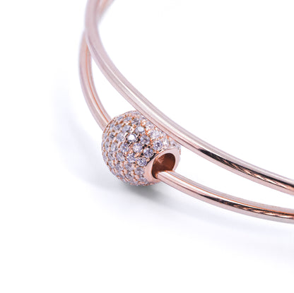 Rose Gold Sleek Zircon Cuff/Kada