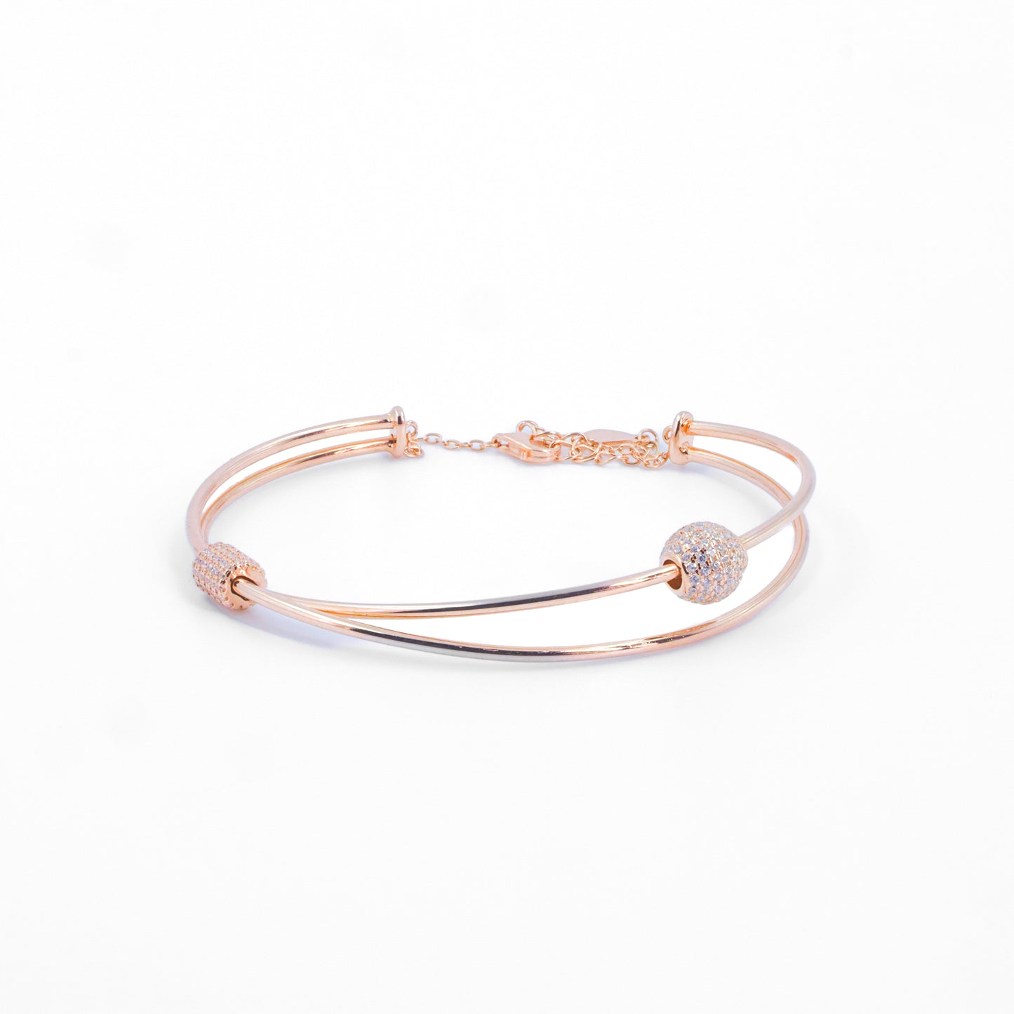 Rose Gold Sleek Zircon Cuff/Kada