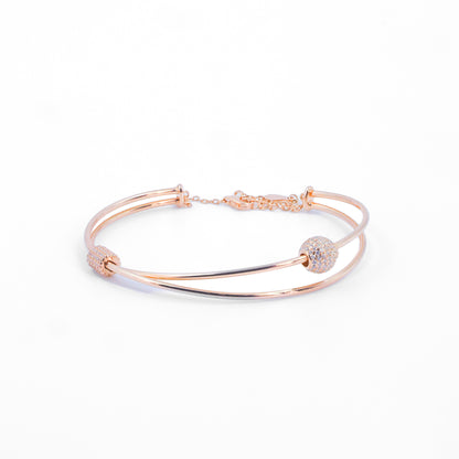 Rose Gold Sleek Zircon Cuff/Kada