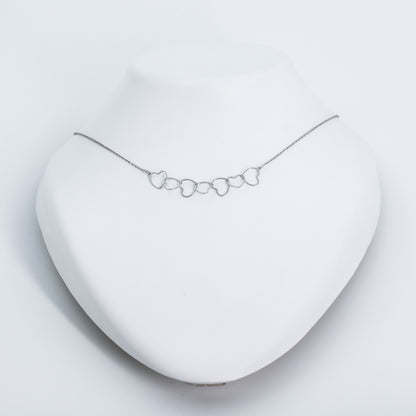 Silver Heart Link Chain Pendant Set