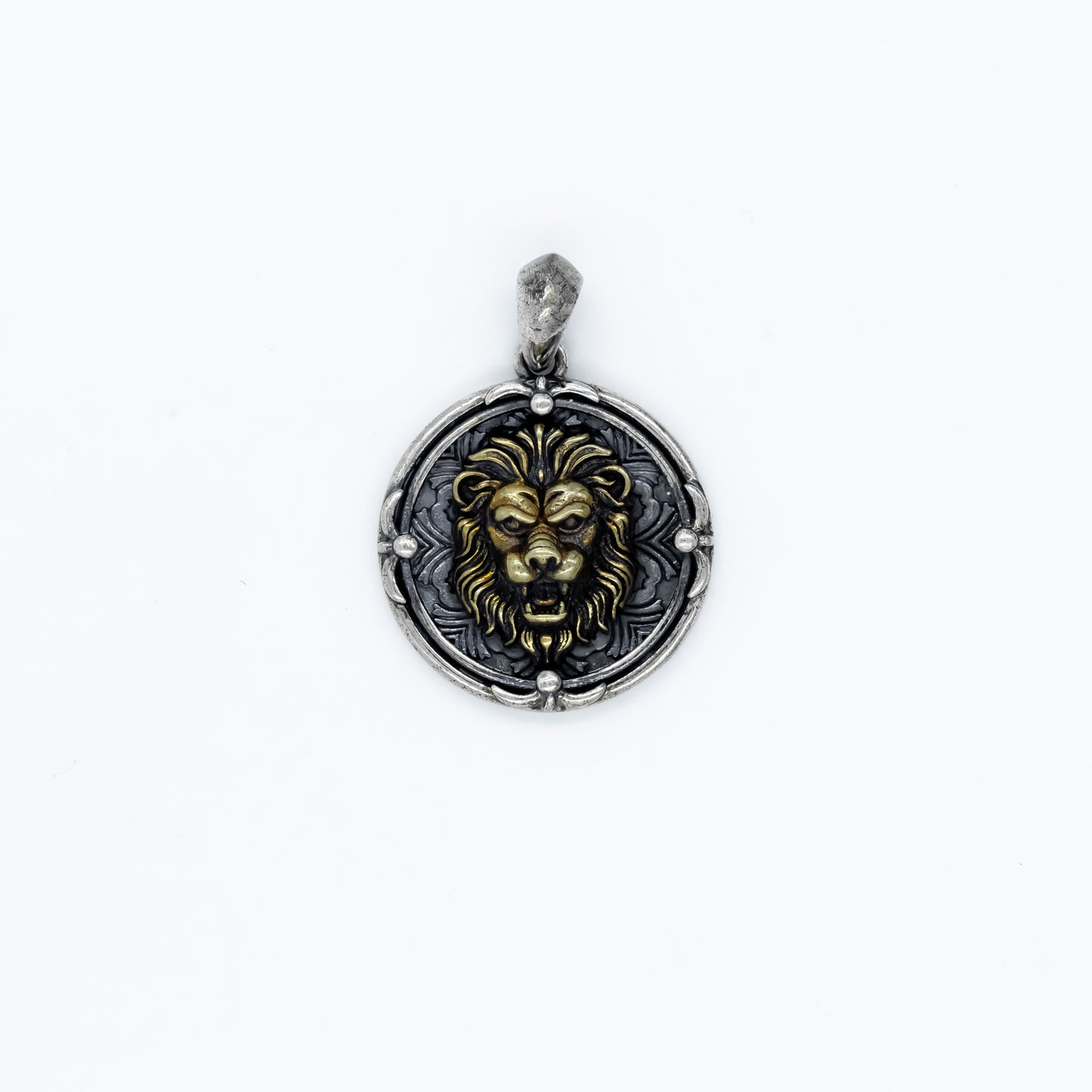 Silver Embossed Lion Pendant