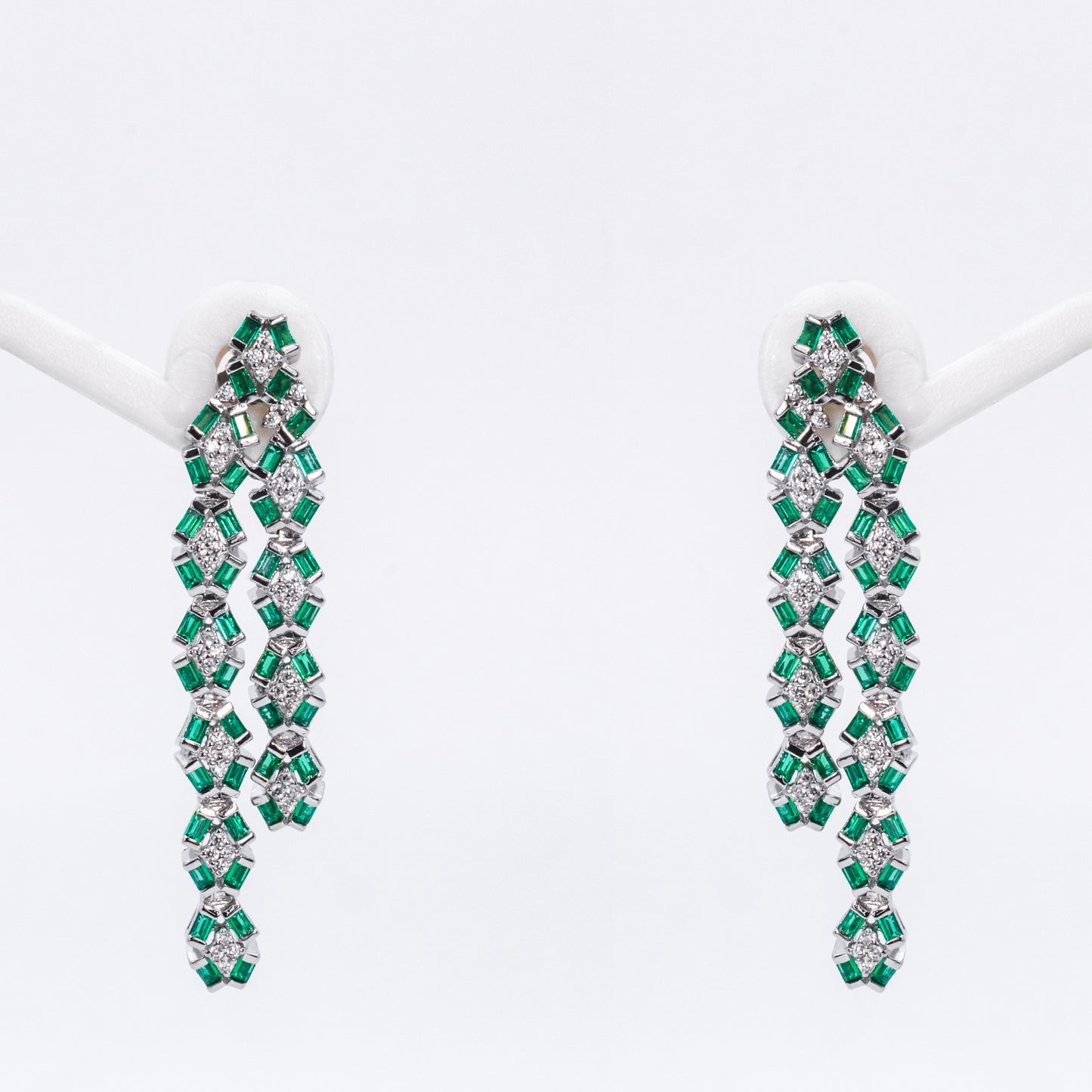 Silver Delicate Green Drape Earrings