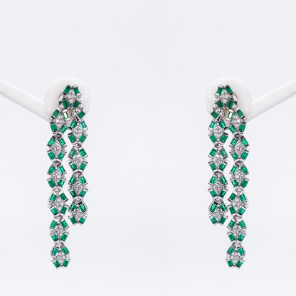 Silver Delicate Green Drape Earrings