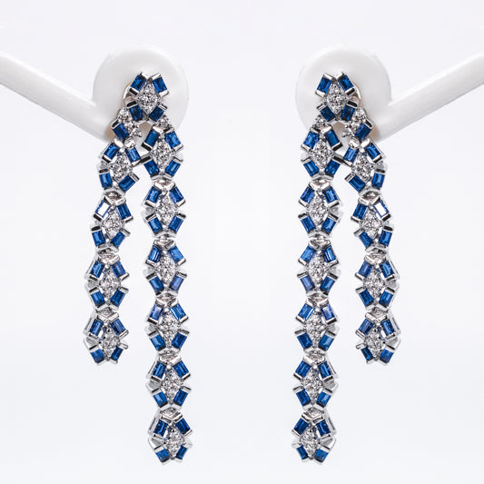 Silver Regal Blue Drape Earrings