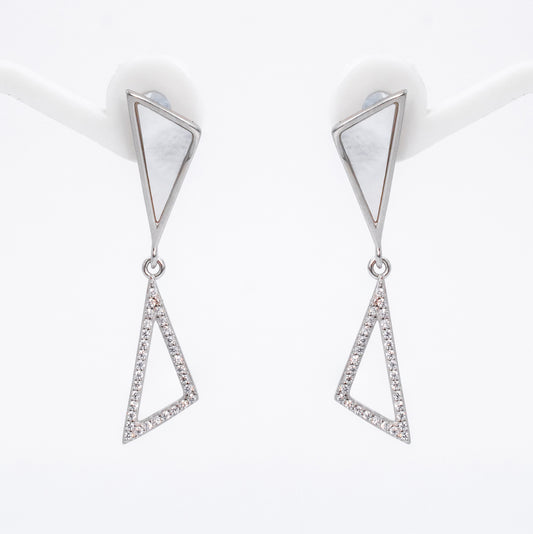 Silver Twin Triangle Treasure Earrings