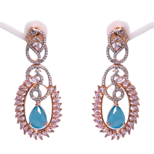 Rose Gold Aqua Marine Earrings