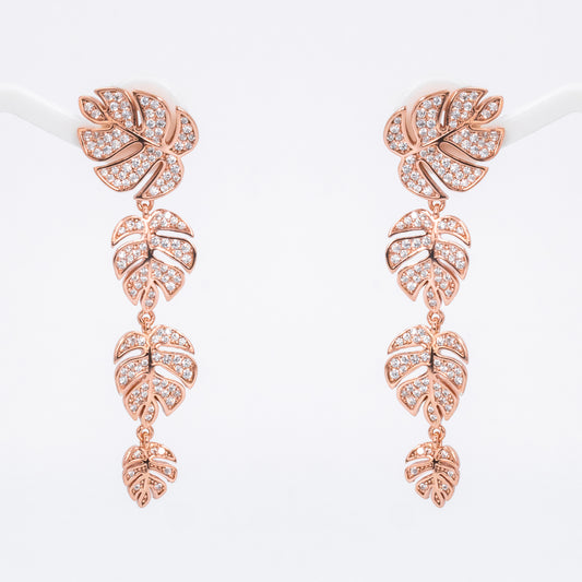 Rose Gold Splendor Leaf Earrings