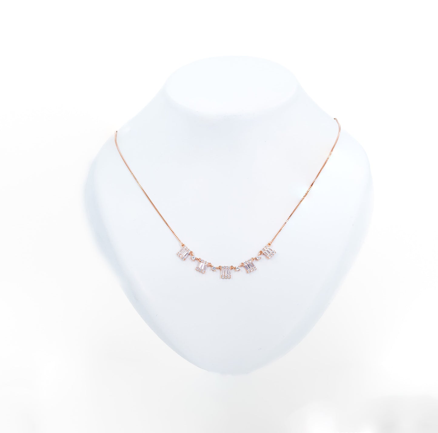 Rosegold Crystal Lattice Chain Pendant