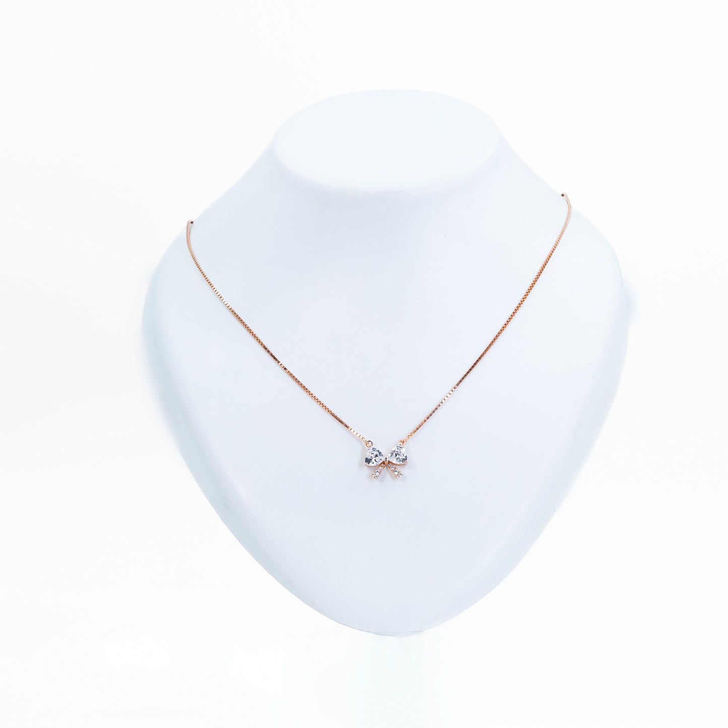 Rosegold Solitaire Bow Chain Pendant