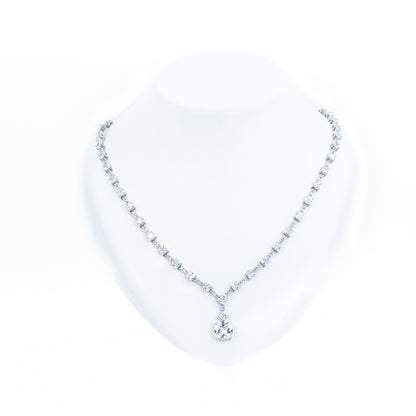 Silver Classic Solitaire Drop Necklace