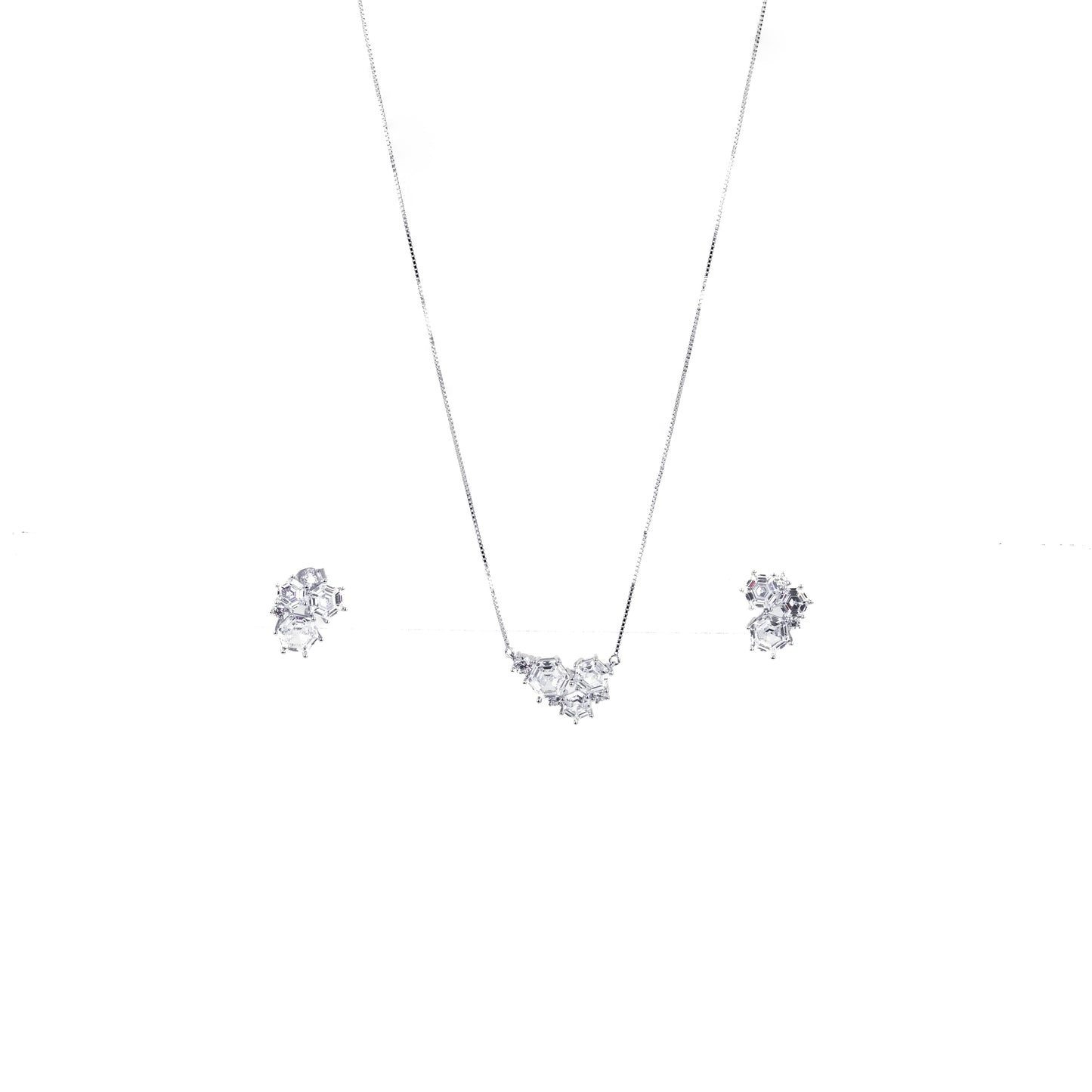 Silver Hexa Honey Pendant Set